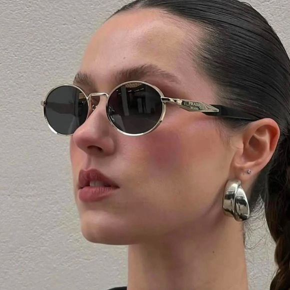 NEW SPR 65Z ZVN70L PRADA GOLD GREEN PR65ZS ZVN70L OVAL UNISEX SUNGLASSES - Picture 1 of 14